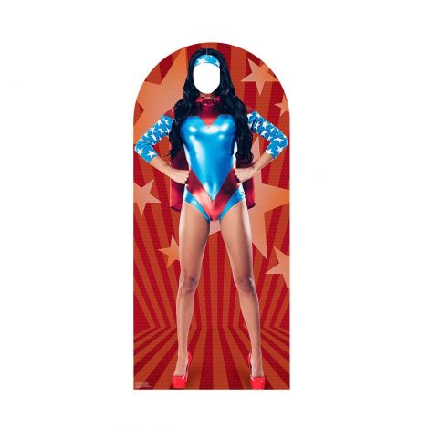  Place Your Face Woman Superhero Cardboard Cutout #2295
