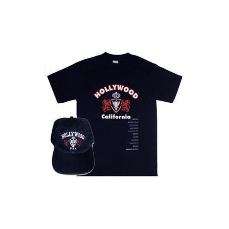  Hollywood California Navy combo T-shirt and cap