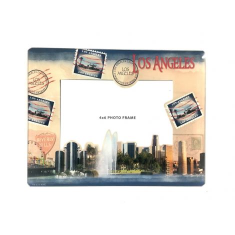  Los Angeles and Beverly Hills Stamp Glass Frame